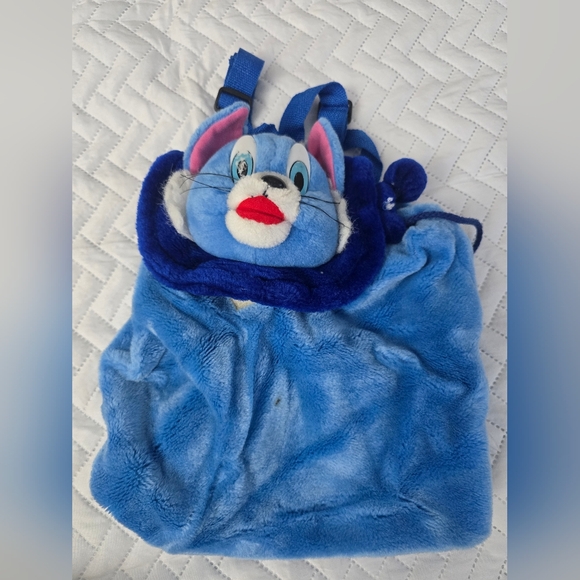 RARE Vintage Tom & Jerry Stuffed Animal drawstring pouch mini backpack 90s - Picture 2 of 11